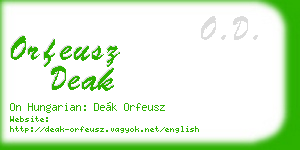 orfeusz deak business card