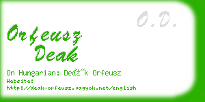 orfeusz deak business card